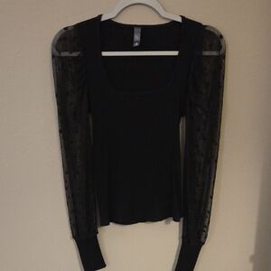 Elegant Black Sheer Sleeve Top